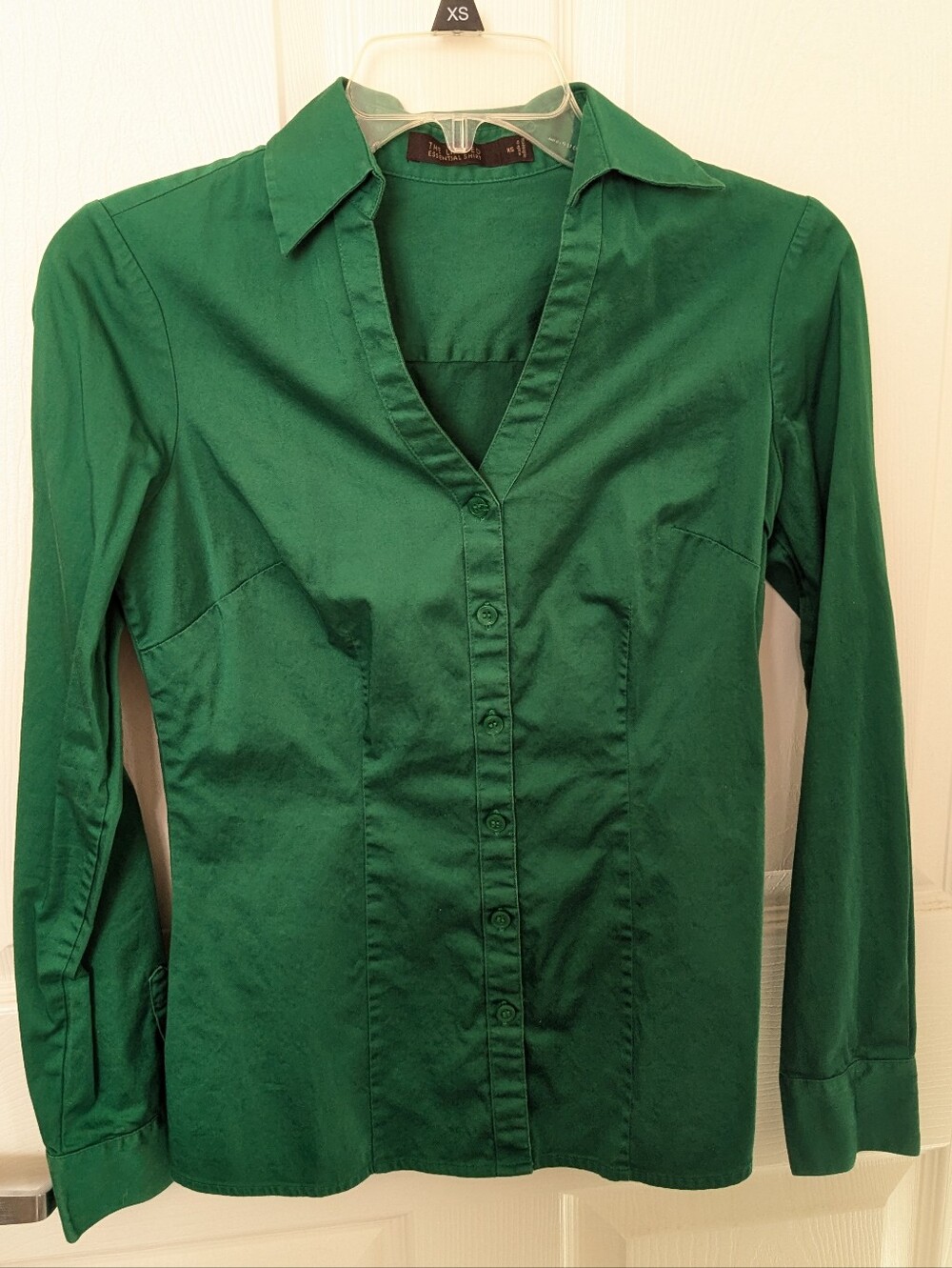 Emerald Green Button-Front Blouse